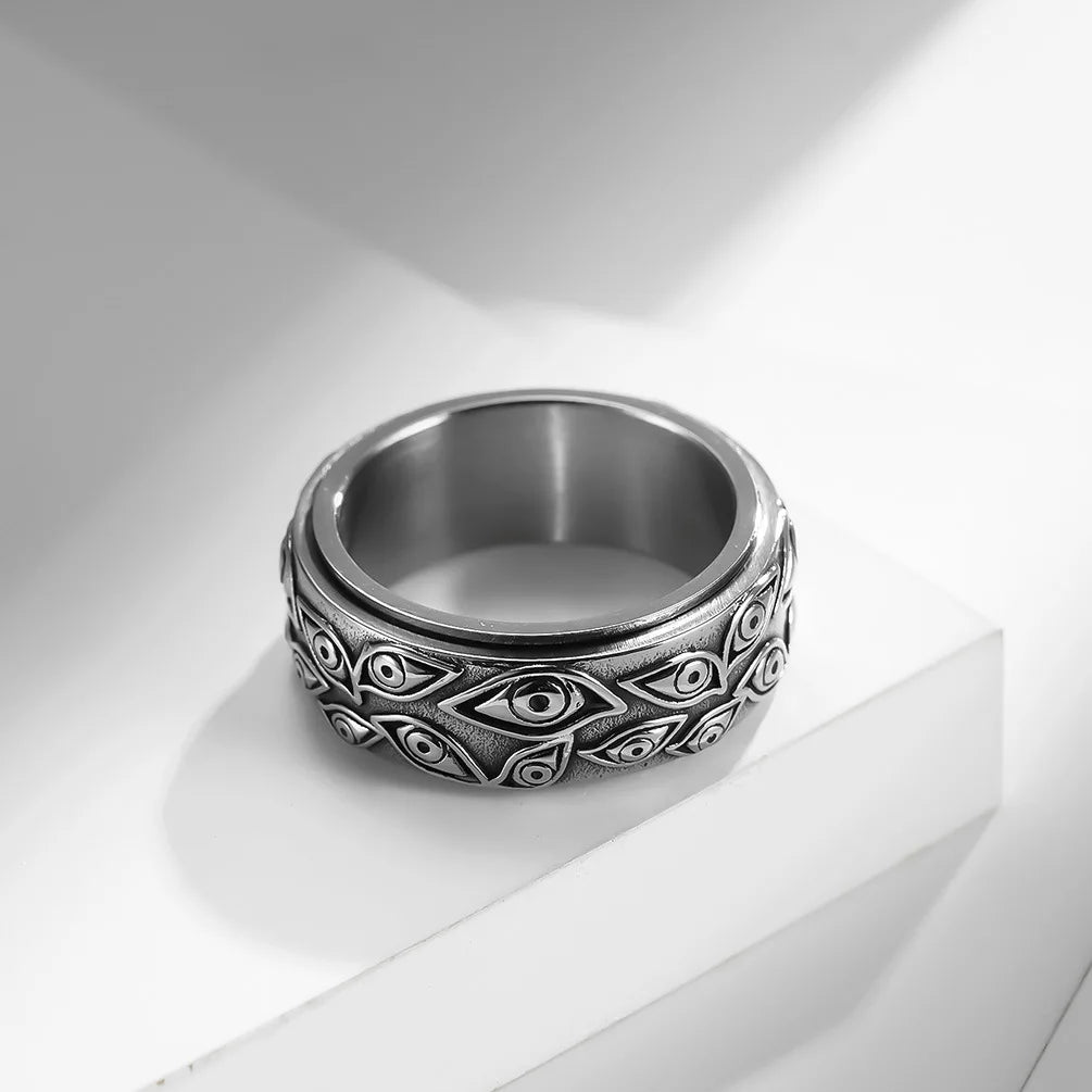 Bague anti stress anneau tournant argent