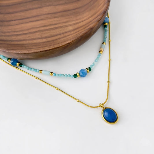 Collier pierre bleu