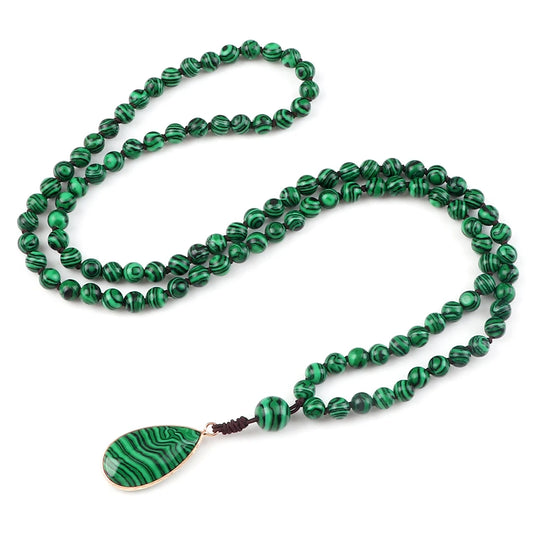 Collier pierre verte malachite