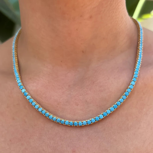 Collier pierre bleu turquoise