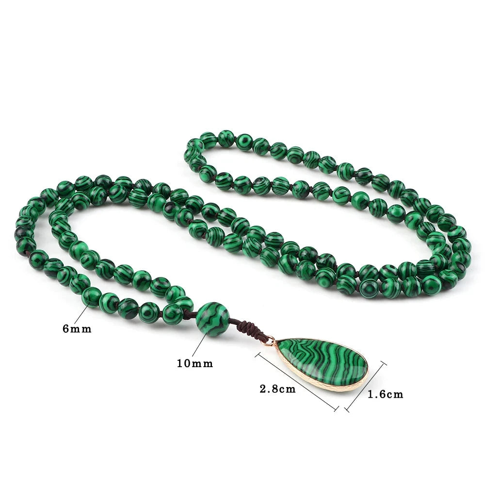 Collier pierre verte malachite