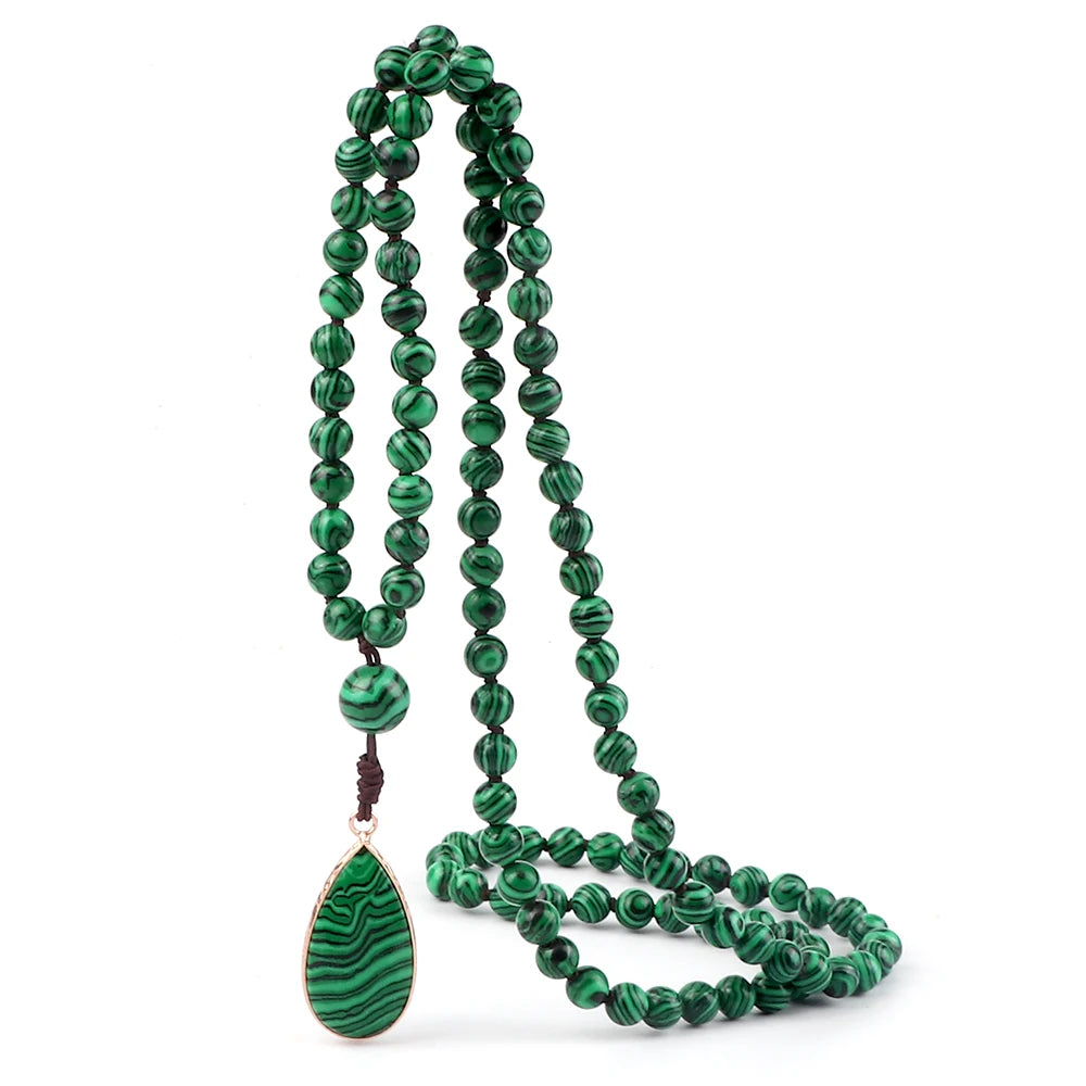 Collier pierre verte malachite