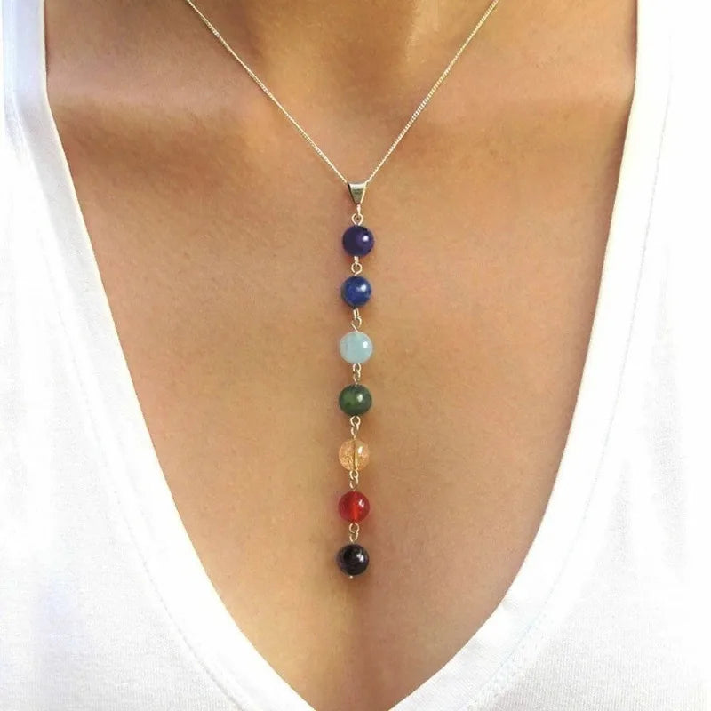 Collier 7 chakras vraies pierres